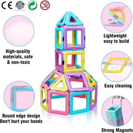 Magnetic Tiles Building Set for Kids 3+ – STEM Creative Castle Blocks Toy