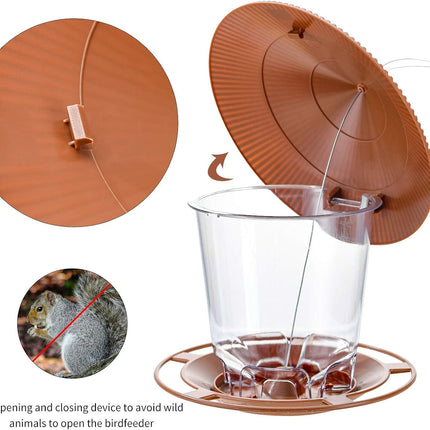 Outdoor Hanging Bird Feeder for Wild Bird Seed, Brown Garden Feeder