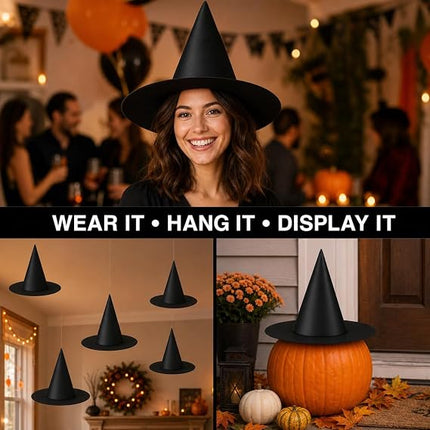 10-Piece Hanging Witch Hats with 157FT Line, Floating Halloween Indoor Outdoor Decor