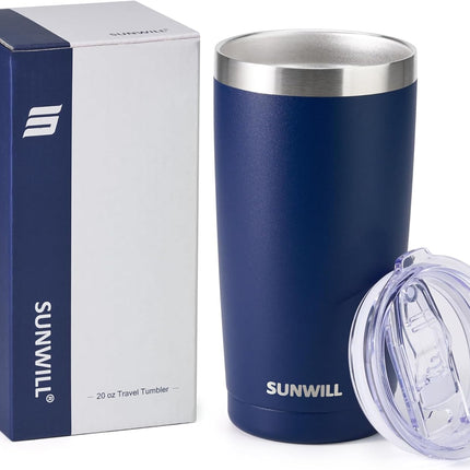 20 oz Stainless Steel Travel Coffee Tumbler Insulated Mug w/ Lid Navy