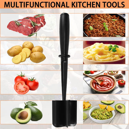 Meat Chopper 5 Blade Ground Beef Masher Heat Resistant Nylon Black