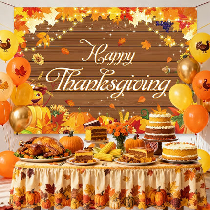 Autumn Harvest Backdrop for Photos – Pumpkin, Fruit & Thanksgiving Decor