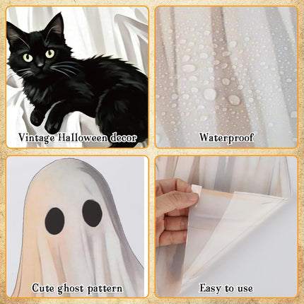 3-Piece Large Halloween Ghost Window Clings, Pumpkin Cat Reusable Glass Decals