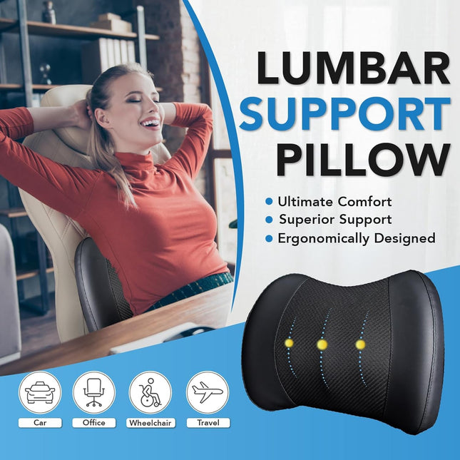 Memory Foam Lumbar Support Pillow for Car, Office Chair, Back Pain Relief