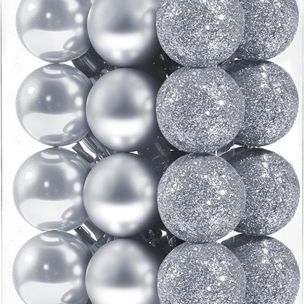 24-Pack Mini Silver Christmas Balls – Shatterproof Tree & Party Decorations