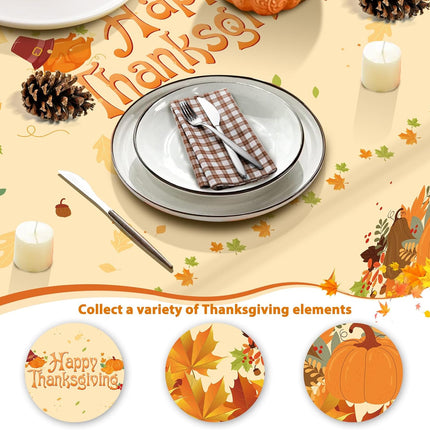 3-Pack Fall Thanksgiving Tablecloths, Yellow Pumpkin Print Disposable Table Covers