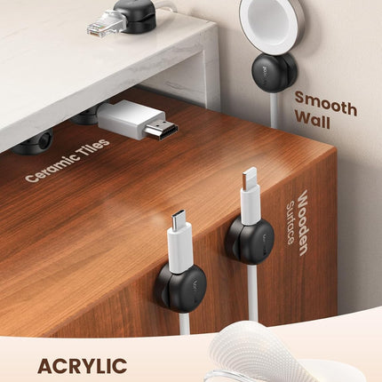 6-Pack Cable Clips – Spring Cord Organizer for Desk & Nightstand Charging