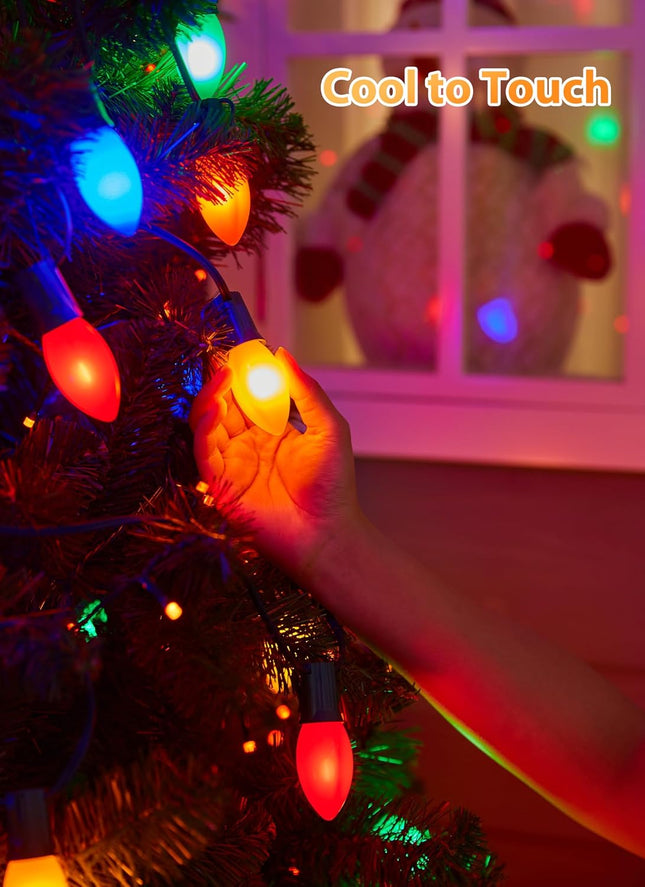 C9 LED Christmas Lights 150ft – Multicolor Shatterproof Bulbs, Outdoor Waterproof