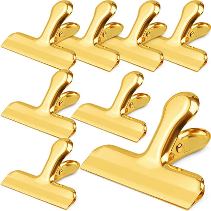 8-Pack Gold Chip Clips – 3” Stainless Steel Bag Clips for Food & Snacks