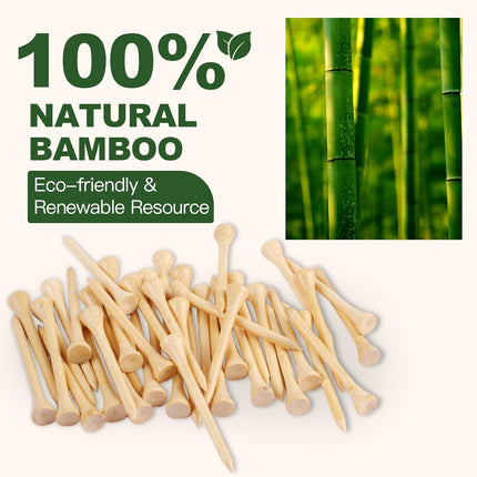 150PCS Wooden Golf Tees – 2 3/4" Biodegradable Bamboo, Natural Color