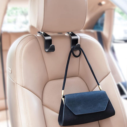 4 Pack Car Back Seat Headrest Hooks – Hangers for Purse, Grocery Bags, Hats