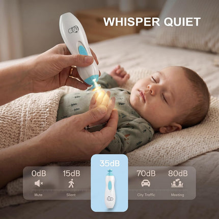6-in-1 Baby Nail Trimmer with LED Light, Electric Nail File & Safety Pads