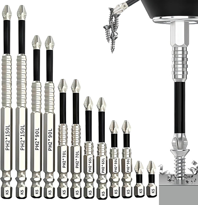 Magnetic Screwdriver Drill Bit Set 25-150mm K5 Impact Bits for Repairs