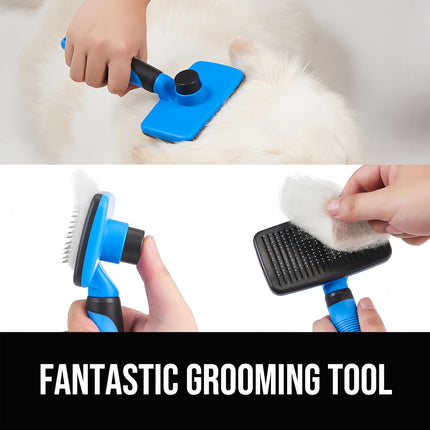 Self-Cleaning Slicker Brush for Dogs & Cats – Patent Certified, Skin-Friendly Grooming