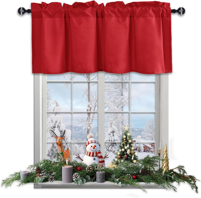 Christmas Kitchen Valance Curtains, Festive Window Treatment for Living Room & Basement
