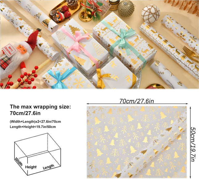 Christmas Gift Wrap – Reindeer, Snowmen, and Trees Designs for Boys, Girls, Men & Women