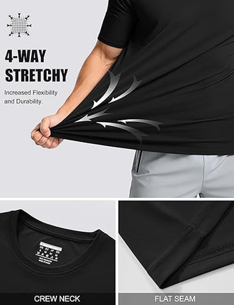 Men's UPF 50+ Short Sleeve Rash Guard Quick Dry Workout Running Swim Shirt