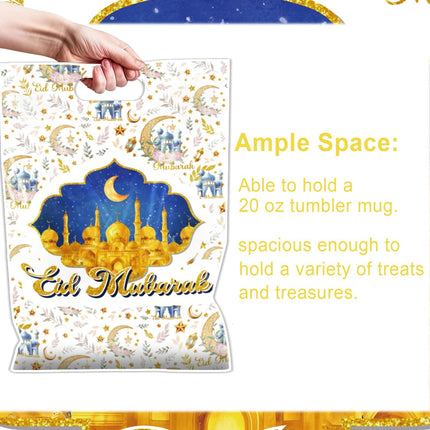 50 Pcs Ramadan Party Favor Bags - Eid Mubarak Candy Bags for Muslim Decorations