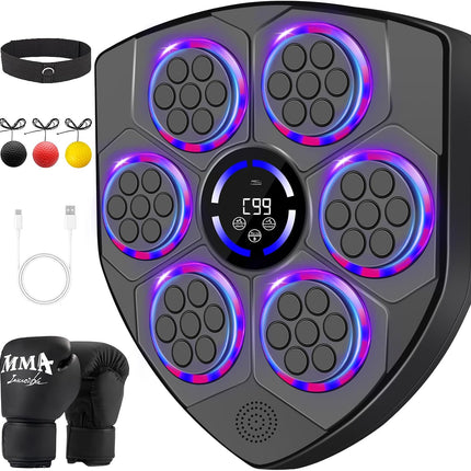 Music Boxing Machine Wall Mounted LED Trainer with Gloves for Home Gym Workout