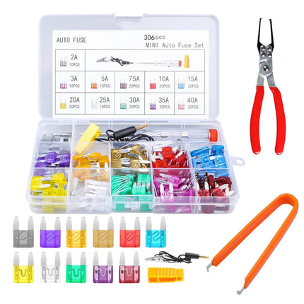 306 Pcs Blade Car Fuses Kit – Standard, Mini, Low Profile, Fuse Tester & Puller