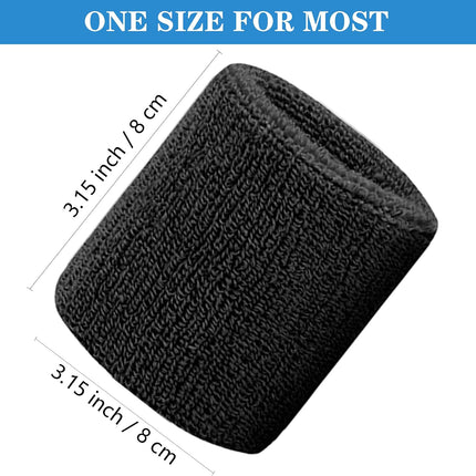 8 Pack Sports Wrist Sweatbands, Cotton Blend Absorbent Wristbands for Men & Women