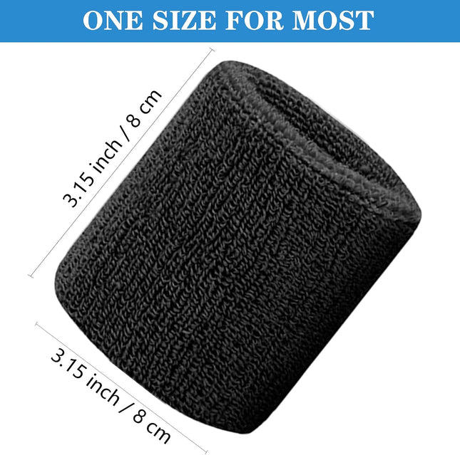 8 Pack Sports Wrist Sweatbands, Cotton Blend Absorbent Wristbands for Men & Women