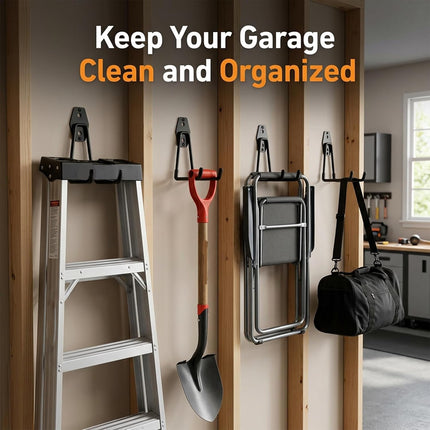 6-Pack Heavy-Duty Garage Wall Hooks, Round Utility Hangers for Bikes, Tools & Ladders
