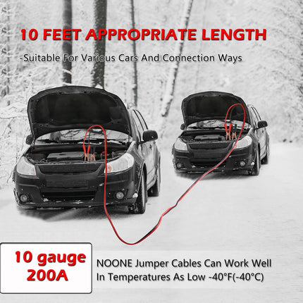 Car Jumper Cables – 10-Feet, 10-Gauge, Heavy Duty Automotive Booster for Weak Batteries