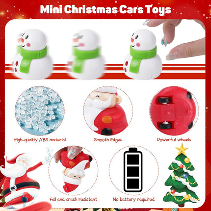 10PCS Mini Pull Back Christmas Cars Toys Party Favors for Kids Stocking Stuffers