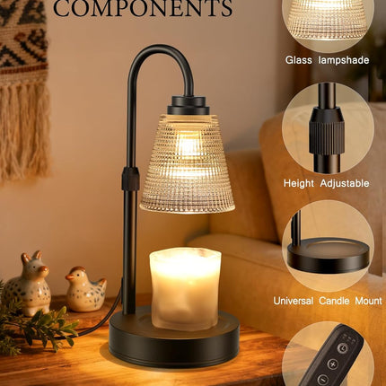 Candle Warmer with Timer, Dimmable Light & Adjustable Height – Home Decor Gift