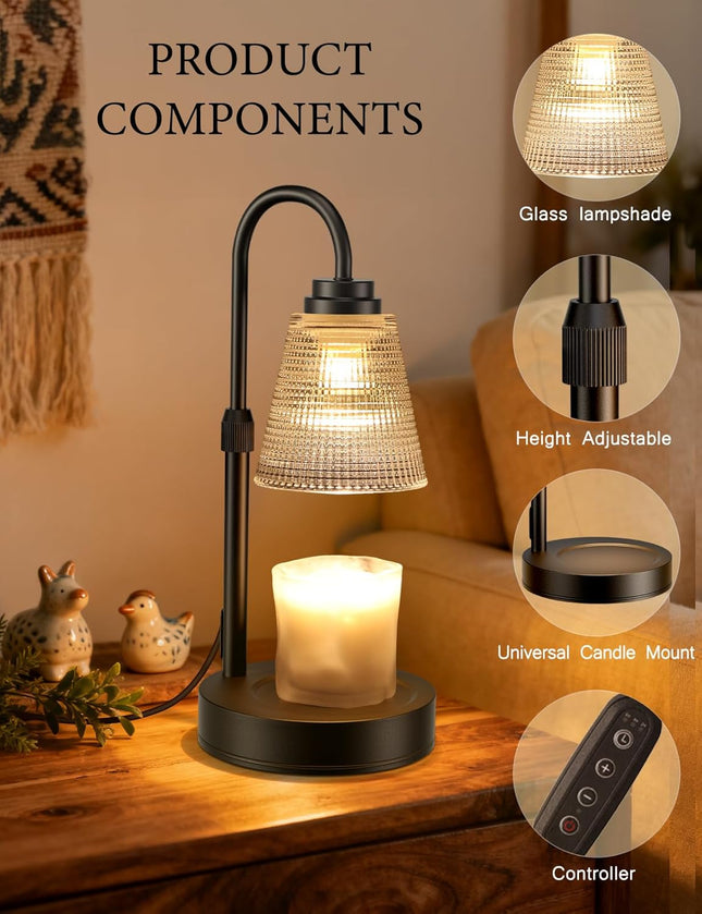 Candle Warmer with Timer, Dimmable Light & Adjustable Height – Home Decor Gift