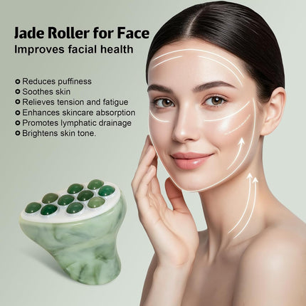 Face Roller & Gua Sha Facial Tool, Ice Eye Massager for Puffiness, Dark Circles & Skincare, Green