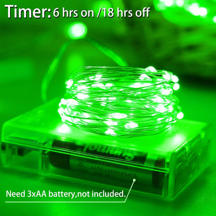 2 Pack Green Christmas Fairy String Lights 33FT 100 LED Battery Operated