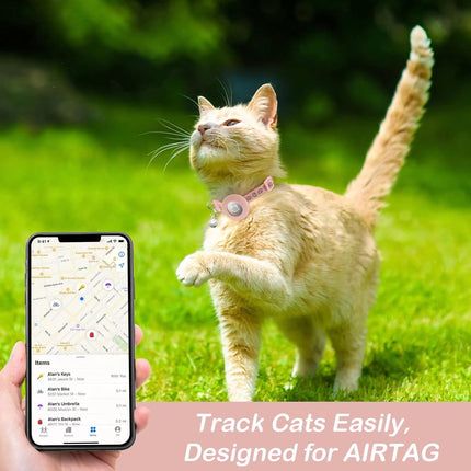2-Pack Airtag Cat Collar – Breakaway, Reflective, Adjustable with Bell & Safety Buckle
