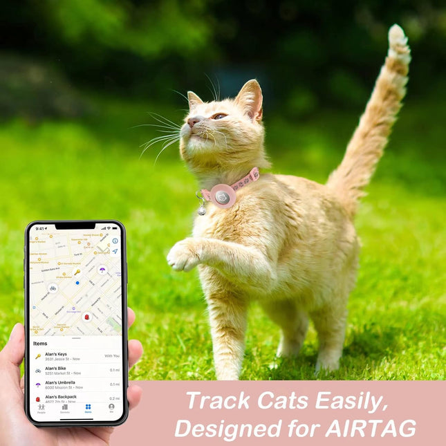 2-Pack Airtag Cat Collar – Breakaway, Reflective, Adjustable with Bell & Safety Buckle