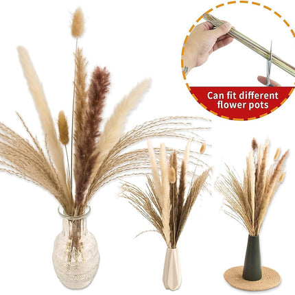 65PCS Pampas Grass Decor – Dried Flowers, Bunny Tails & Boho Bouquet