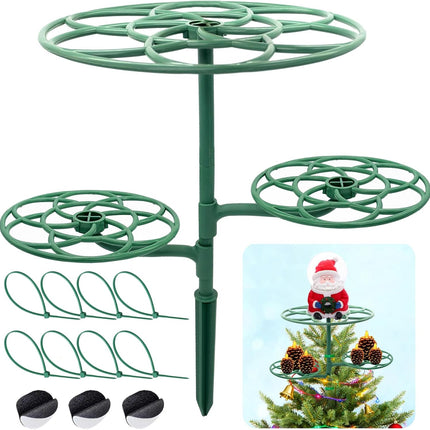 3-Tier Christmas Tree Topper Holder – Universal Green Stabilizer for Decorations