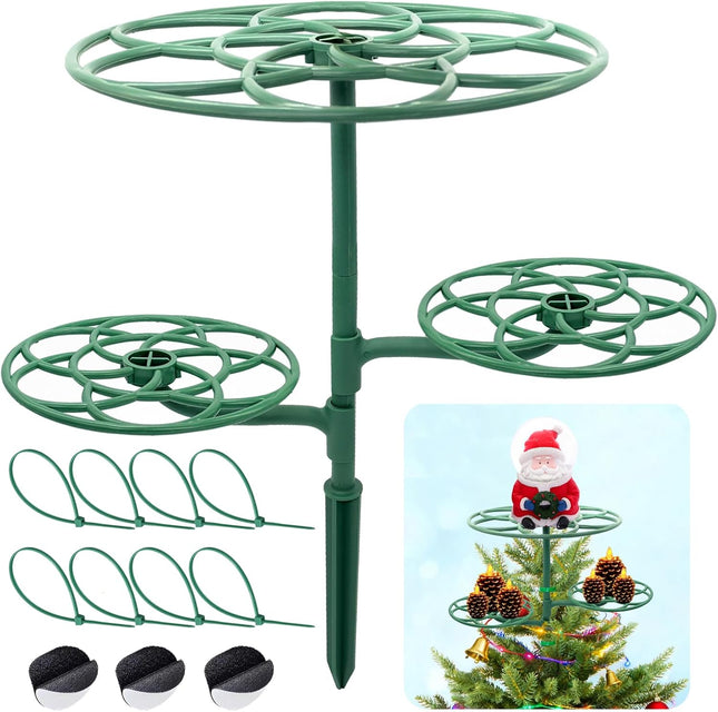 3-Tier Christmas Tree Topper Holder – Universal Green Stabilizer for Decorations