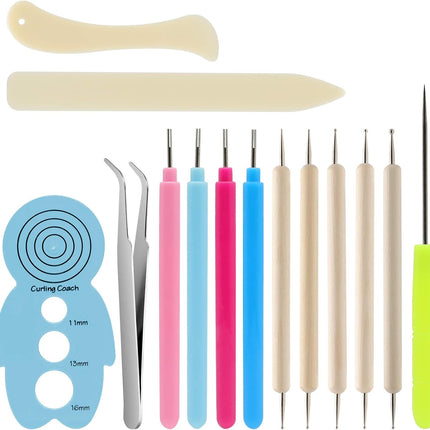 14 Pcs Paper Quilling Tool Set Double Head Pens Slotted Tools Awl Tweezer
