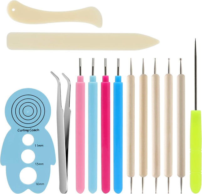 14 Pcs Paper Quilling Tool Set Double Head Pens Slotted Tools Awl Tweezer