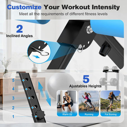 Adjustable Ab Workout Machine Foldable Ab Trainer Home Gym Equipment 440LB