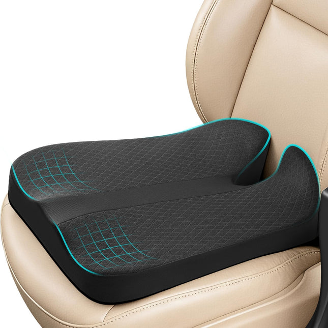 Heightening Car Seat Cushion for Better View, Lower Back Support for Long Trips