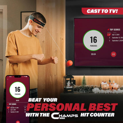 Boxing Reflex Ball Set with Punch Counter App, Hand-Eye Coordination Speed Trainer