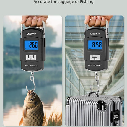 110LB/50KG Digital Fish Scale with Backlit LCD, Stainless Steel Hook & Handle
