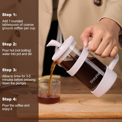 Small French Press Coffee Maker 12oz 0.35L with Stainless Steel Filter