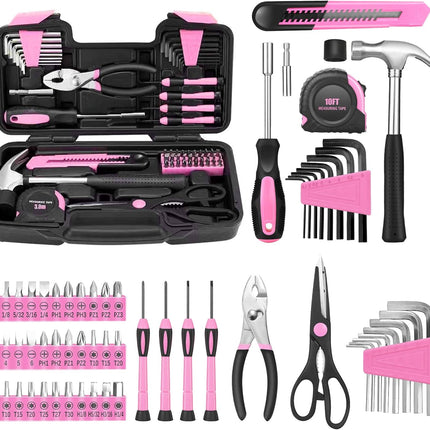58 Piece Pink Home Tool Kit with Toolbox Storage Case Household Hand Tools