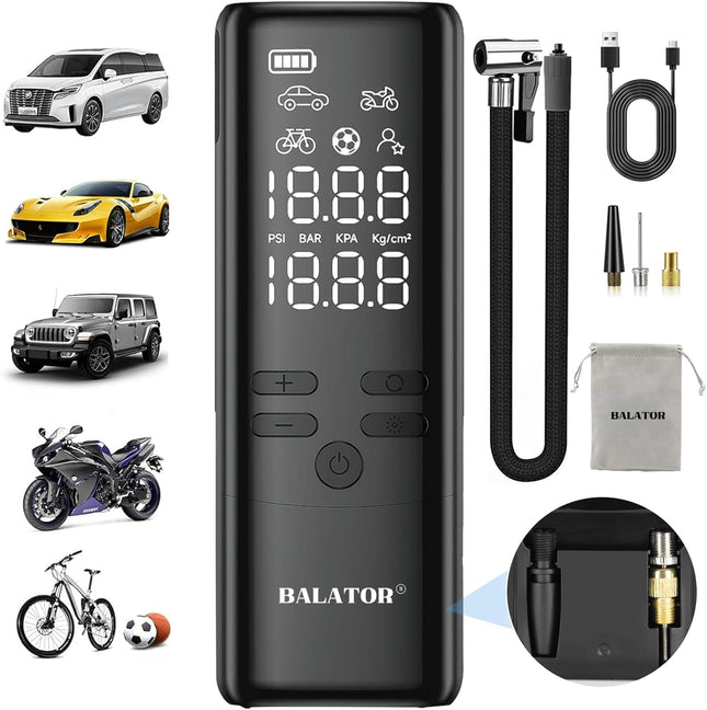 Portable Tire Inflator 160 PSI – 4X Faster Inflation, Smart Air Pump with Pressure Gauge