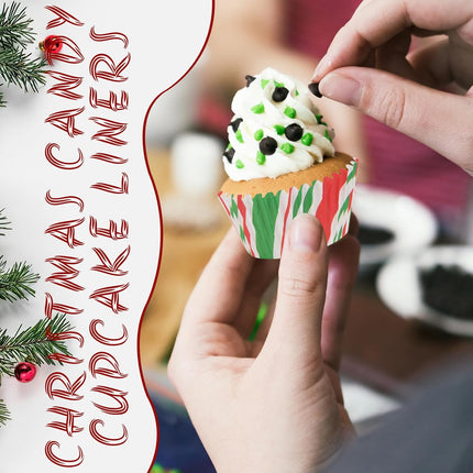 600PCS Christmas Candy Cupcake Liners – 12 Styles Holiday Baking Cups