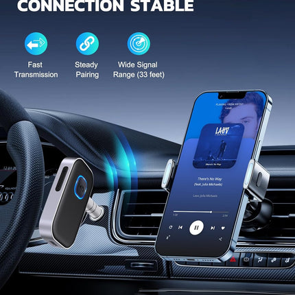 Bluetooth Receiver for Car, 3.5mm AUX Wireless Audio Adapter with Mic