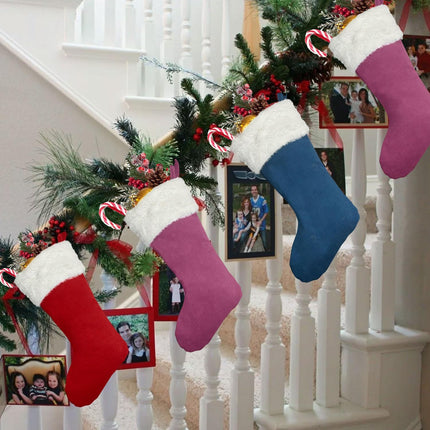 6-Pack 20" Pink Christmas Stockings, Large Xmas Decor for Fireplace & Tree